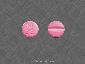 Pink Round pill with imprint M;32 — Metoprolol tartrate Metoprolol tartrate 50 mg; (view 3)